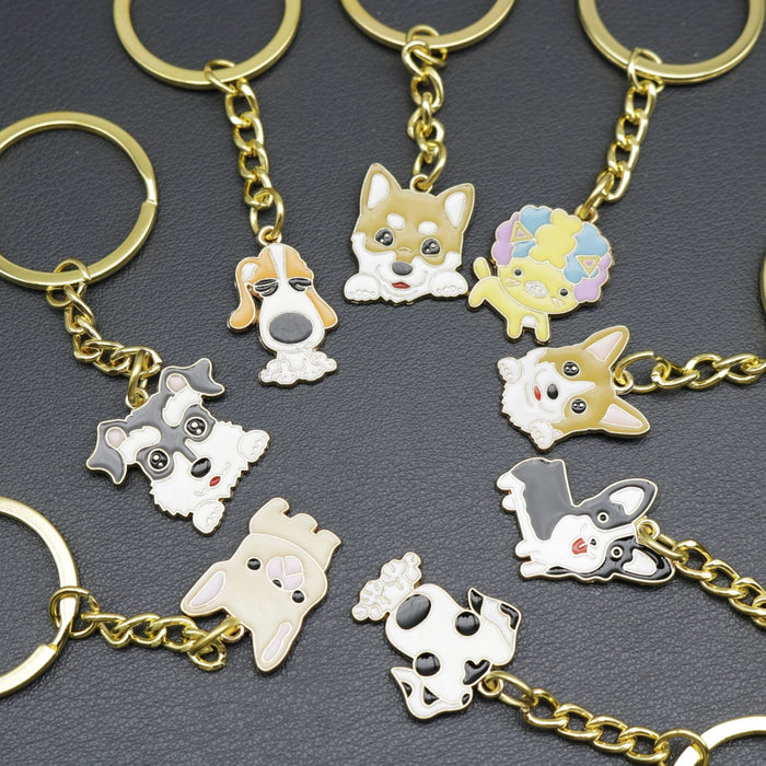 Zinc Alloy Enamel Dog Keychain Cute Bag Charm Gift