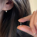 Minimalist Zircon Inlaid Stud Earrings For Women, Small Daily Fashion Korean Style Jewelry view 3