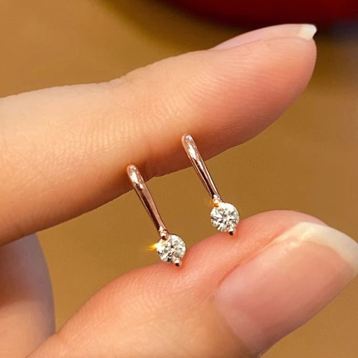 Minimalist Zircon Inlaid Stud Earrings For Women, Small Daily Fashion Korean Style Jewelry