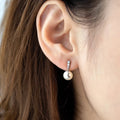 European Korean Style Stud Earrings For Women, Zircon Inlaid Faux Pearl Princess Fashion Jewelry view 3