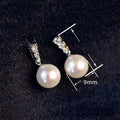 European Korean Style Stud Earrings For Women, Zircon Inlaid Faux Pearl Princess Fashion Jewelry view 4