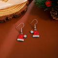 Luxury Red Rhinestone Santa Hat Alloy Hook Dangle Earrings For Women Christmas Party Cute Elegant Earrings view 3