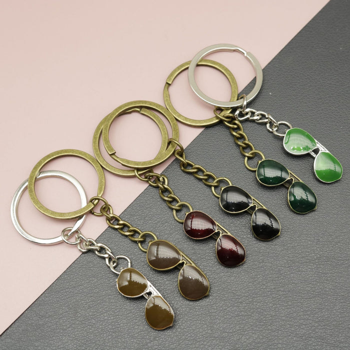 Metal Eyeglasses Keychain Fashion Bag Charm Gift