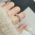 Faux Pearl Rhinestone Wave Open Ring For Women view 1