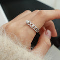 Faux Pearl Rhinestone Wave Open Ring For Women view 4