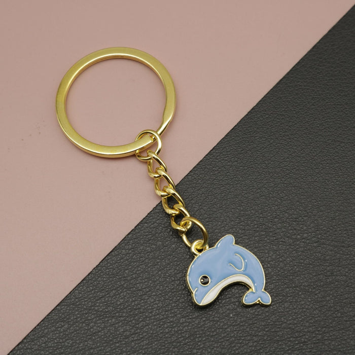 Zinc Alloy Enamel Dolphin Keychain Bag Charm Gift