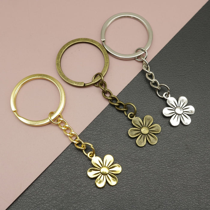 Metal Geometric Flower Keychain For Fashion Bag Charm Gift