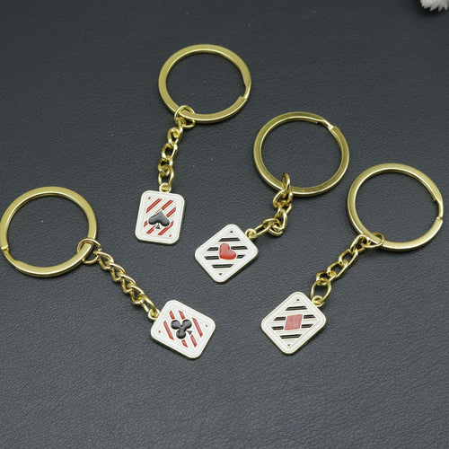 Metal Poker Card Keychain Bag Charm Gift