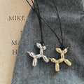 Y2K Alloy Balloon Dog Pendant Necklace Sweet Cool Hip Hop Animal Clavicle Chain Jewelry view 2