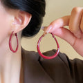 Copper Red Geometric Round Square Hoop Earrings For Women Retro Old Money Statement Style view 4