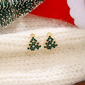 Elegant Christmas Tree Star Studs With Green Rhinestone Crystal Gold Alloy Holiday Party Earrings view 4