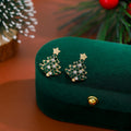 Elegant Christmas Tree Star Studs With Green Rhinestone Crystal Gold Alloy Holiday Party Earrings view 1