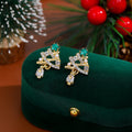 Luxury Zircon Rhinestone Christmas Tree Hollow Star Pearl Drop Stud Earrings view 1