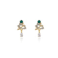 Luxury Zircon Rhinestone Christmas Tree Hollow Star Pearl Drop Stud Earrings view 5