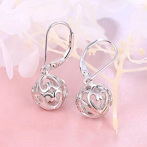 Delicate Pastoral Drop Earrings, Geometric Hollow Texture Design For Daily Fashion Wear