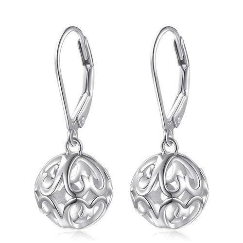 Delicate Pastoral Drop Earrings, Geometric Hollow Texture Design For Daily Fashion Wear