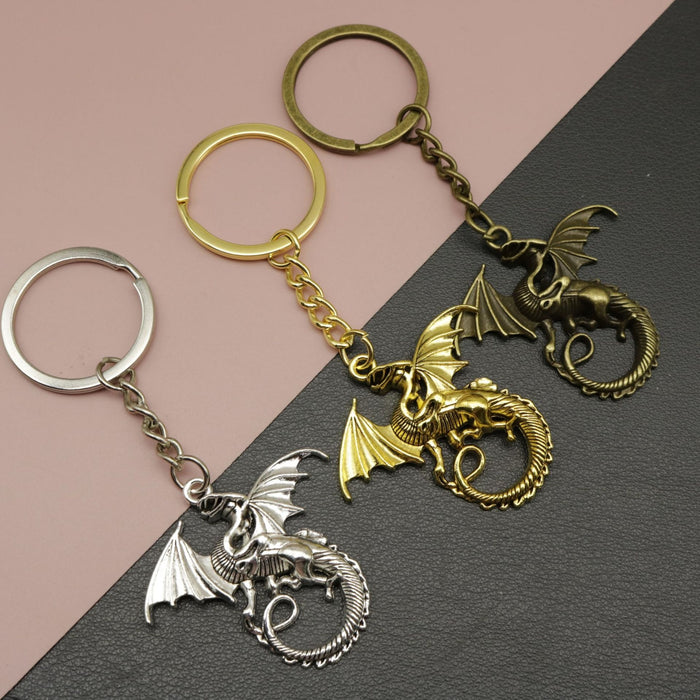 Metal Flying Dragon Keychain Car Key Ring Gift