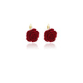 Vintage Luxury Burgundy Flocked Velvet Rose Flower Alloy Leverback Wedding Banquet Dress Earrings view 5