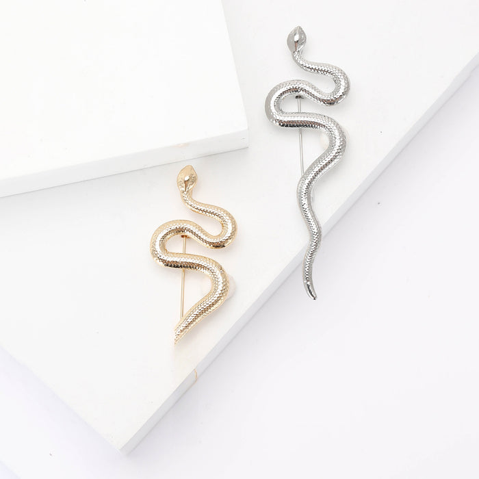 Plated Alloy Long Snake Brooch Pin For Coats And Suits