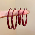 Chic Korean Geometric Iron Hoop Earrings With Red Enamel Drop Oil Accent view 2