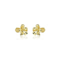 Elegant French Gold Alloy 3D Flower Stud Earrings With Pearl Accent Luxury Metal Floral Earrings view 5