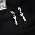 Elegant Luxury Korean Sparkling Wheat Leaf Crystal Rhinestone Teardrop Tassel Drop Earrings view 3