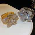 Adjustable Alloy Rhinestone 3D Flower Bangle Elegant Light Luxury Fashion Bracelet view 4