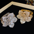 Adjustable Alloy Rhinestone 3D Flower Bangle Elegant Light Luxury Fashion Bracelet view 2