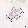 Angel Wing Heart Ring For Women, Pink Heart Sweet Fresh Adjustable Fashion Jewelry view 4