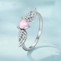 Angel Wing Heart Ring For Women, Pink Heart Sweet Fresh Adjustable Fashion Jewelry view 3