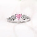 Angel Wing Heart Ring For Women, Pink Heart Sweet Fresh Adjustable Fashion Jewelry view 2