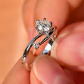 European Korean Zircon Inlaid Geometric Ring For Women, Shiny Fashion Engagement Jewelry view 2
