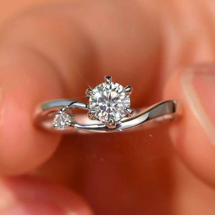 European Korean Zircon Inlaid Geometric Ring For Women, Shiny Fashion Engagement Jewelry
