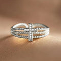 European American Multi Layer Line Ring For Women, Fashion Zircon Statement Finger Jewelry view 6