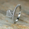 Dreamy Heart Pendant Ring For Women, Delicate Micro Pave Zircon Heart Fashion Jewelry view 1
