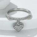 Dreamy Heart Pendant Ring For Women, Delicate Micro Pave Zircon Heart Fashion Jewelry view 5