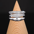 Simple Stackable Plain Band Zircon Ring Set, Four Piece Classic Wedding Engagement Jewelry view 3