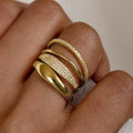 Simple Stackable Plain Band Zircon Ring Set, Four Piece Classic Wedding Engagement Jewelry view 1