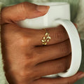 Forest Style Leaf Open Ring Adjustable Single Band Fresh Pastoral Fashion Jewelry view 3