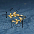 Forest Style Leaf Open Ring Adjustable Single Band Fresh Pastoral Fashion Jewelry view 4
