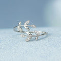 Forest Style Leaf Open Ring Adjustable Single Band Fresh Pastoral Fashion Jewelry view 2
