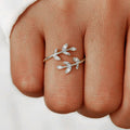 Forest Style Leaf Open Ring Adjustable Single Band Fresh Pastoral Fashion Jewelry view 6