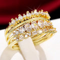 Luxury Stackable Four Piece Ring Set For Women With Inlaid Zircon, Elegant Fashion Jewelry view 2