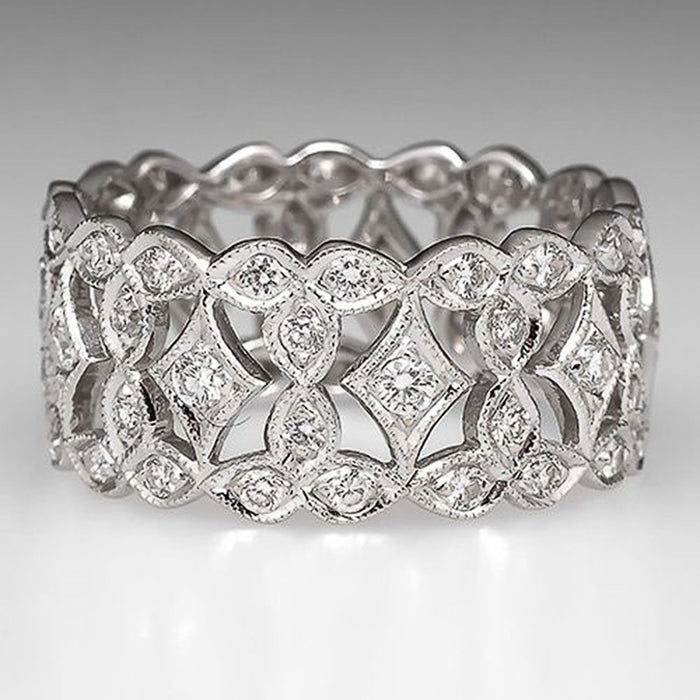 Metal Hollow Micro Pave Geometric Ring For Women, Elegant Fashion Engagement Evening Dress Jewelry