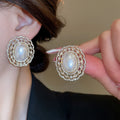 French Faux Pearl Rhinestone Multilayer Necklace Stud Earrings Jewelry Set Vintage Palace Style view 4