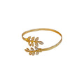 Minimalist Alloy Enamel Leaf Open Bangle For Women, Light Luxury Arm Cuff view 5