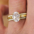 Wedding Four Prong Oval Zircon Three Piece Ring Set For Women, Light Luxury Jewelry view 1