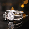Wedding Four Prong Oval Zircon Three Piece Ring Set For Women, Light Luxury Jewelry view 4