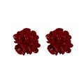 Red Resin Pleated Flower Stud Earrings Simple Modern Floral Silver Needle Vintage Style Jewelry view 5