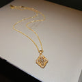 Vintage Gold Plated Copper Flower Rhinestone Ring And Necklace Jewelry Set view 4